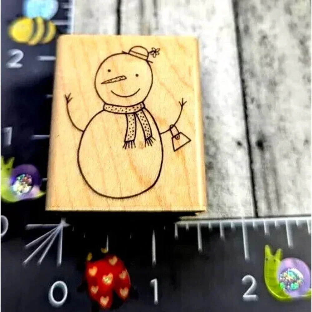A Muse Artstamps Snow Lady 2176E Snowman Rubber Stamp Wood #A89